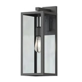 Hampton Bay Matte Black Farmhouse Outdoor 1-Light Wall Sconce with Clear Glass Shade - Like New